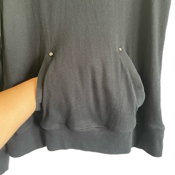 L-RL Lauren Active Black Quarter Zip Pullover Active Jacket Size Medium Kangaroo - Picture 5 of 9